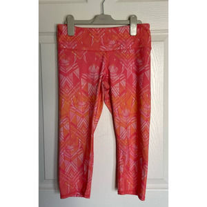 ALO YOGA Airbrush Orange Guava Geometric Print Capri Legging Size Small